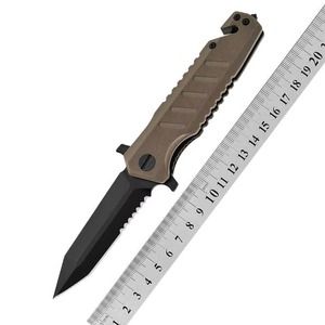 Cuchillo Plegable de Doble Hoja de Acero de Damasco OEM Personalizable con Mango de Madera, Hecho a Mano, para Caza y Camping al Aire Libre - Product Image 1