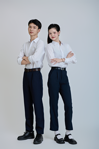 เสื้อเชิ้ตแขนยาวสีขาวสำหรับเด็ก ยูนิเซ็กซ์ ผลิตจากโพลีเอสเตอร์/คอตตอน ของโรงเรียนมัธยมต้น FMF เวียดนาม - Product Image 4