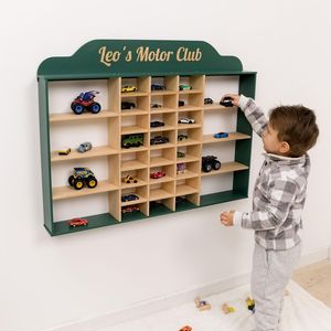 Wooden Rectangle <b>Toy</b> Car Display Rack <b>Organizer</b> Handmade Modern Design Wall Mount Eco-Friendly Diwali Housewarming Gift Premium - Product Image 1