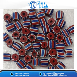 Perles Chevron en Verre Artisanales en Gros, Perles Commerciales Rayées Multi-Couches pour la Fabrication de Bijoux - Product Image 6