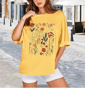 T-shirt pour femme de haute qualité, 100% coton, respirant, épais, surdimensionné, imprimé sur mesure, décontracté, pour la saison printanière - Product Image 4