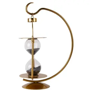 Meilleure catégorie : Grande horloge à sable antique en laiton doré, neuve, pour la décoration de la maison, du bureau ou de la table. - Product Image 1