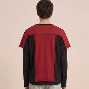 Camiseta de Manga Larga de Doble Capa Personalizada, Camiseta Informal de Algodón Premium, Camiseta de Manga Larga con Bloques de Color para Hombre - Product Image 4