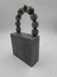 Handcrafted Resin Evening Clutch Bag With Beaded Handle Luxury Party <b>Wedding</b> Designer Handbag For Women - Product Image 3