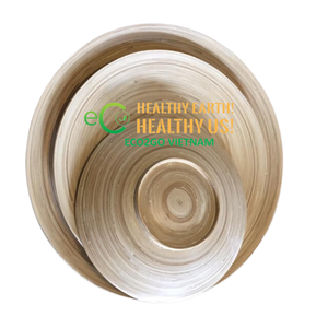 Eco-Friendly Bamboo <b>Plates</b> Set with Fruit Dishes Tray Spoon-Disposable Eco2Go - Product Image 1