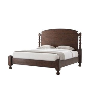 Base de Cama de Madera de Teca con Cabecero Arqueado Tipo Domo, Cama Clásica de Cuatro Postes con Pilares de Bobina - Product Image 2