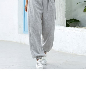 Women's Winter Oversized Flat Front Breathable 100% Cotton Sweatpants with Drawstring Closure cheap price with custom OEM - Product Image 4