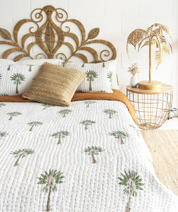 Palmier motif Kantha couette imprimé coton rempli couvre-lit couverture matelassée en gros - Product Image 3