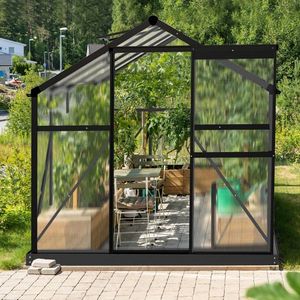 6x10 Hybrid Polycarbonate Greenhouse Black Garden Room - Product Image 6