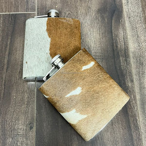 New Handmade 8oz Rustic Cowhide Leather <b>Flask</b> Cover Durable Genuine Leather Stainless Steel Eco-friendly Luxury Hip <b>Flask</b> Holder - Product Image 4