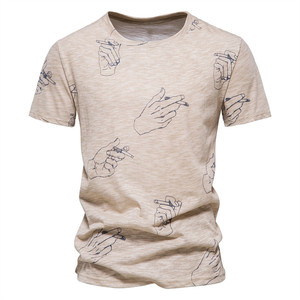 Camiseta de Manga Corta para Hombre, Color Verde Azulado, Cuello Redondo, con Estampado de Diseño de Humo, Corte Regular Informal, Tejido de Punto, Algodón - Product Image 5