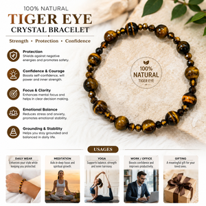 Pulsera de cristal de ojo de tigre 100% natural al mejor precio, pulsera de cuentas elástica hecha a mano para protección, confianza y sanación. - Product Image 2