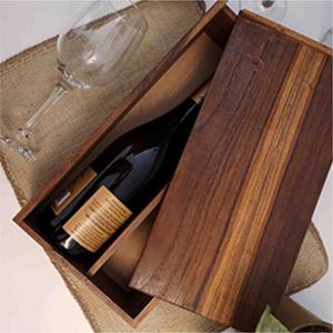 Handcrafted Sustainable Wood Wine Carrier Single Bottle Wine Display Box Wooden Wine Packaging Caddy for Luxury <b>Spirit</b> Champagne - Product Image 1