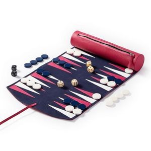 Juego de Backgammon de Cuero Enrollable de Lujo para Viaje, Tablero de Gammon Portátil de Gamuza, Juego de Backgammon Plegable con Logotipo Personalizado y Bolsa con Cierre - Product Image 1