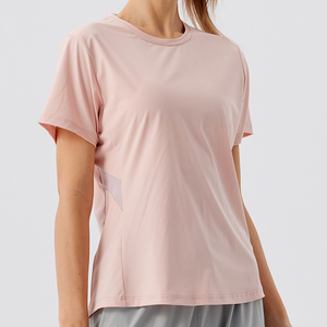 เสื้อยืดออกกำลังกายผู้หญิงสำหรับฤดูร้อน เนื้อผ้าเบา ระบายอากาศได้ดี คอกลม แขนสั้น ปรับแต่งได้ ผลิตจากไนลอนผสมสแปนเด็กซ์ - Product Image 3