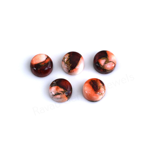 Cabujón de Gema Suelta de Cobre Compuesto con Dalia Rosa Roja, Forma Redonda de 12mm, Parte Posterior Plana, Pulido Brillante y Liso, para Fabricación de Joyas y Colgantes - Product Image 4