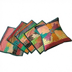 Exclusive handmade applique work jogi work <b>cushion</b> <b>covers</b> indian handcrafted traditional embroidered <b>cushion</b> <b>cover</b> - Product Image 3