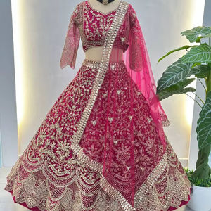 Ramdev Trading Lehenga Choli traditionnel à motif papillon en tissu Chinon recyclé pour femme - Tenue de mariage et de fête - Product Image 1