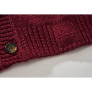 Men's Gray V-neck <b>Cardigan</b> Wool Acrylic Cashmere Blend Embroidered Logo Full Sleeve Breathable <b>Thick</b> Winter Wear - Product Image 3