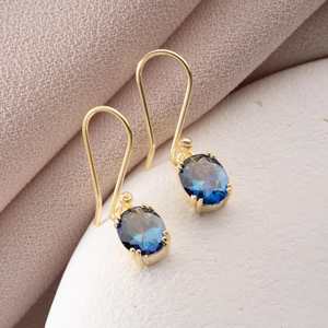 Pendientes Colgantes de Tanzanita Azul Ovalados, Plata de Ley 925, Chapados en Oro de 14K, Joyería Colgante con Piedra de Nacimiento de Diciembre - Product Image 6