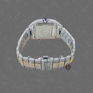 Montre de luxe élégante pour homme, style carré, avec mouvement à quartz ETA, verre, acier inoxydable 41 mm, bracelet 20 mm, sertie de moissanite - Product Image 2
