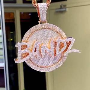 Colgante de Moissanita Personalizable con Nombre en Disco, Estilo Hip Hop, Chapado en Oro Rosa con Plata 925, Joyería Fina, Colgantes y Dijes - Product Image 3