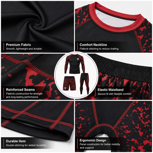 Ensemble Rash Guard 3 Pièces Personnalisé pour Homme : T-shirt de Compression à Manches Longues, Short de Combat et Leggings pour BJJ, MMA, Grappling, Entraînement Sportif – OEM - Product Image 4