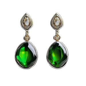 Latest Collection 925 Sterling Silver Drop Earrings <b>Green</b> Onyx and Zirconia Fashionable Gifts - Product Image 1
