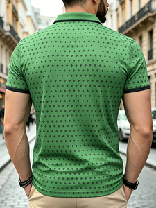 Polo à manches courtes imprimé à motifs simples pour homme, collection été 2026, le plus vendu, idéal pour les activités de plein air, séchage rapide et performance. - Product Image 4