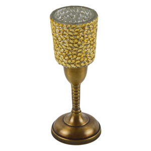 Support de bougie en fer forgé fait main, finition plaquée, à bras unique, pour décoration de dîner et de fête - Product Image 3