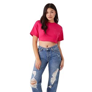 100% Cotton Lightweight Summer Wear Front Chest Pocket Design Regular Fit Breathable Short Length Women's <b>Crop</b> <b>Tops</b> - Product Image 2