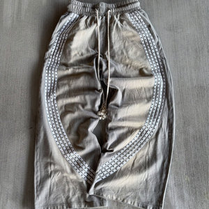 Pantalones Deportivos Negros ZRROPS INDUSTRY con Decoración de Rayas Blancas, Cintura Elástica, Largos, Tejidos, 100% Algodón, Antiarrugas, Otoño - Product Image 5