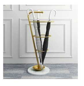 Skies Trader Gold Metal Umbrella Stand Multi Tier Entryway Walking Stick Holder Round Luxury Umbrella Rack with <b>Hooks</b> - Product Image 5