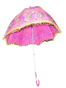 Sombrilla Pequeña de Tela Étnica, Diseño Tradicional Indio, Estilo Bohemio, Plegable, con Control Manual - Product Image 2