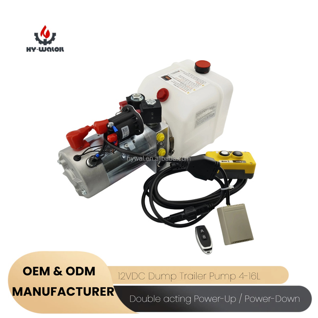 High Power 2.2kw Dc Hydraulic Power Unit 300a Relay 4-16LHorizontal Plastic Tank 50m Wireless Remote for Dump Trailer Pump
