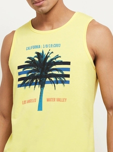 Camiseta sin Mangas Amarilla para Hombre con Estampado Sencillo, Cuello Redondo Informal, Transpirable, de Algodón, con Logotipo Frontal - Product Image 6