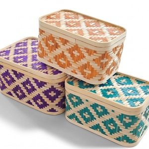 Handwoven Bamboo Gift <b>Hamper</b> <b>Box</b> Set with Lid Eco Friendly Storage and Ramadan Gift Packaging Viettimecraft Wholesale - Product Image 1