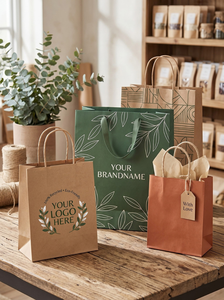 Bolsas de Papel Kraft Personalizadas con Asa, Reciclables y Reutilizables, para Compras, Empaque de Alimentos, Comida para Llevar - Product Image 2