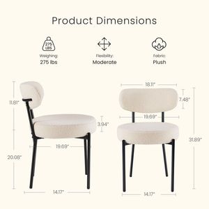 Mid Century Modern <b>Dining</b> <b>Chairs</b> <b>Set</b> <b>of</b> <b>2</b> Upholstered Curved Backrest Black Kitchen Vanity Living Room <b>Chairs</b> - Product Image 2