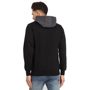 Sweat à capuche uni slim fit tendance et pas cher, logo personnalisé, vente en gros, sweats à capuche noirs pour hommes, 100% coton - Product Image 3