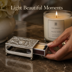 Decorative Silver Metal Matchbox Holder Luxury Embossed <b>Match</b> <b>Box</b> Sleeve Elegant Home Decor Accessory for Candles and Fireplace - Product Image 3