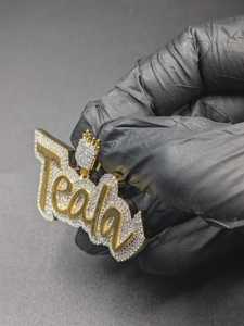 จี้เพชรโมอิสซาไนต์เคลือบเงาผ่านการทดสอบเพชร พร้อมจี้ตัวอักษรเงินแท้ 925 สไตล์ฮิปฮอป - Product Image 4