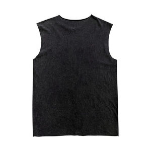 เสื้อกล้ามผู้ชายสไตล์วินเทจสีดำทรงโอเวอร์ไซส์ ล้างสีแบบแอซิดวอช พิมพ์โลโก้ตามสั่ง สตรีทแวร์แนวอเมริกัน - Product Image 2