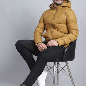 Men <b>Hooded</b> Canvas Zip Front Puffer <b>Jacket</b> with Lightweight Warm <b>Padding</b> Long Length Waterproof & Windproof for Winter Coverage - Product Image 5