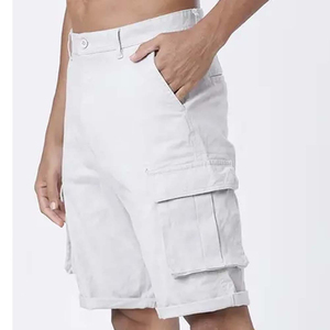 Shorts cargo décontractés pour hommes, couleur unie, été, haute qualité, taille élastique, coupe ample - Product Image 4