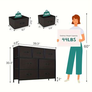 Comò a 7 cassetti per camera da letto con armadietti e unità di stoccaggio mobili già assemblati - Product Image 2