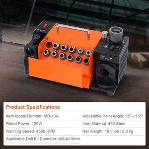 Afilador de brocas ajustable de 3 y 13 mm MR 13A, rectificador de fresas con puntas de 95 y 135 grados, afiladores eléctricos - Product Image 3