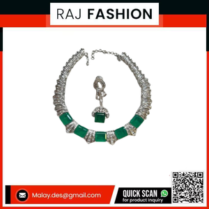Conjunto de Collar de Diamantes Estilo Esmeralda Verde Premium con Pendientes a Juego, Joyería de Lujo para Novia, Boda, para Mujer - Product Image 2