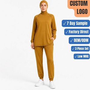 Dance Activewear 260GSM 3 Piece Modest Set <b>Raglan</b> <b>Top</b> Jogger Hijab Custom OEM Wholesale - Product Image 1