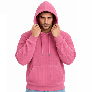 Mens Waffle Knit <b>Thermal</b> Hoodie Long Sleeve Casual Pullover Winter Streetwear Sports Custom Hooded Sweatshirt Wholesale Apparel - Product Image 5